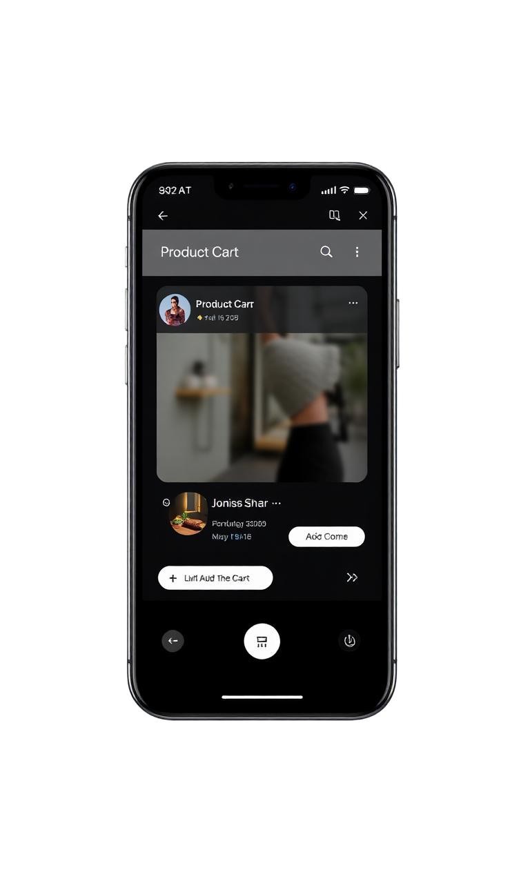 Mockup de live no TikTok Shop com chat e carrinho